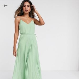 ASOS pleated maxi dress with drawstring waist